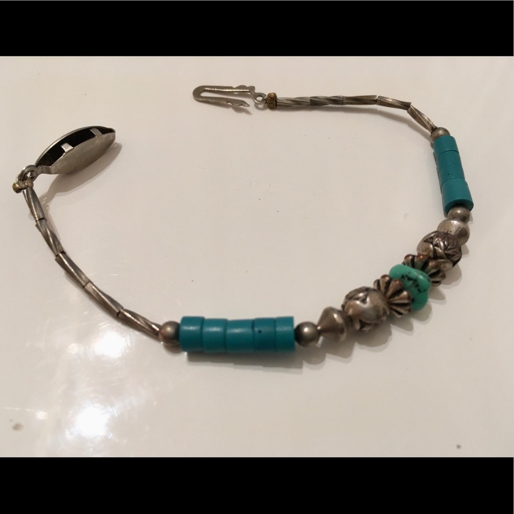 Silver and turquoise bracelet